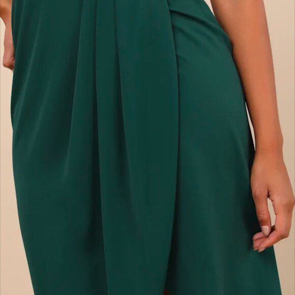 Lulus Reinette Dark Green Midi Dress - Picture 3 of 6